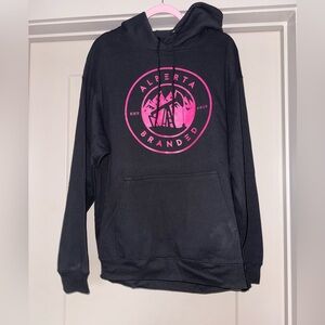 Alberta Branded Hoodie with Pink Logo
